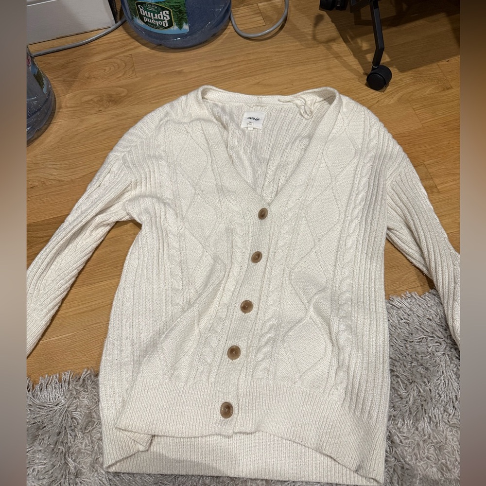 Aerie Ivory Button-Up Cardigan